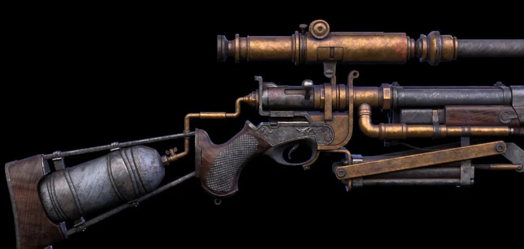 3D建模丨写实蒸汽朋克枪 游戏模型武器设计