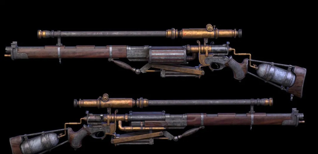 3D建模丨写实蒸汽朋克枪 游戏模型武器设计